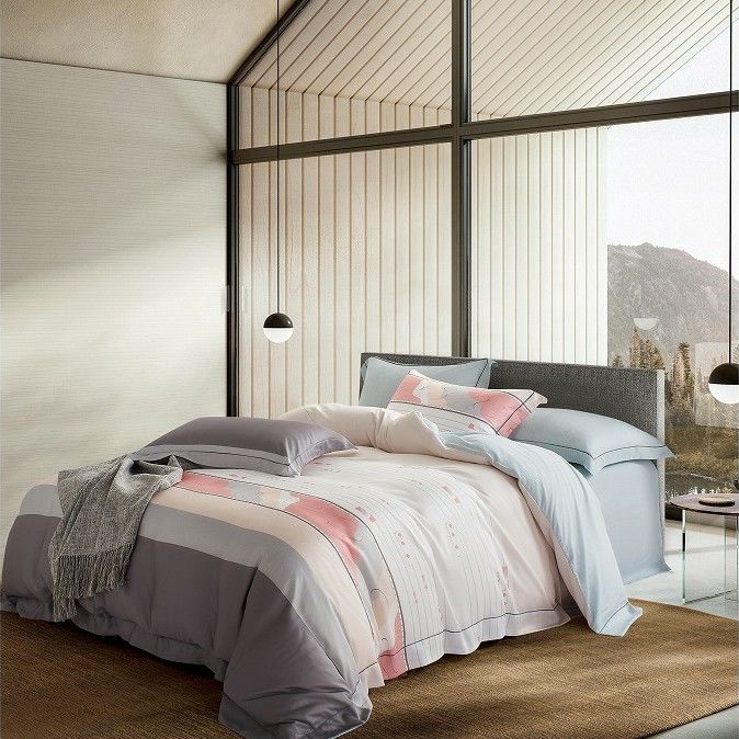 El lecho casero suave de impresión reactivo de las hojas de seda de 230TC Tencel fijó la caja 100% de la almohada de Tencel