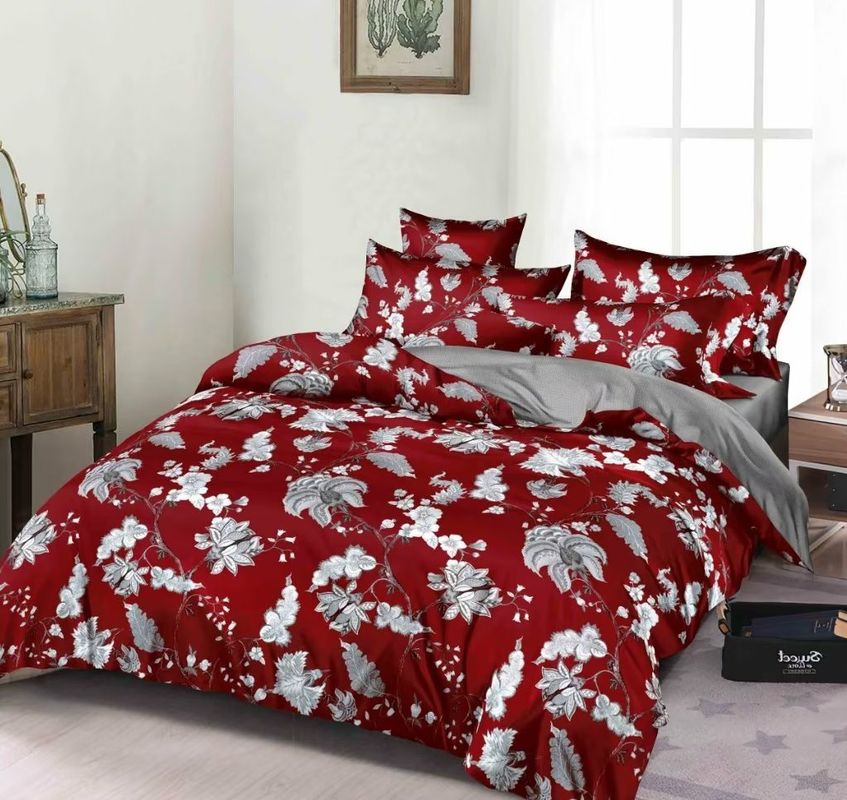 El lecho casero de la microfibra de la materia textil fija el multicolor que imprime el poliéster 100% 4 PC funda de almohada y cubierta del edredón