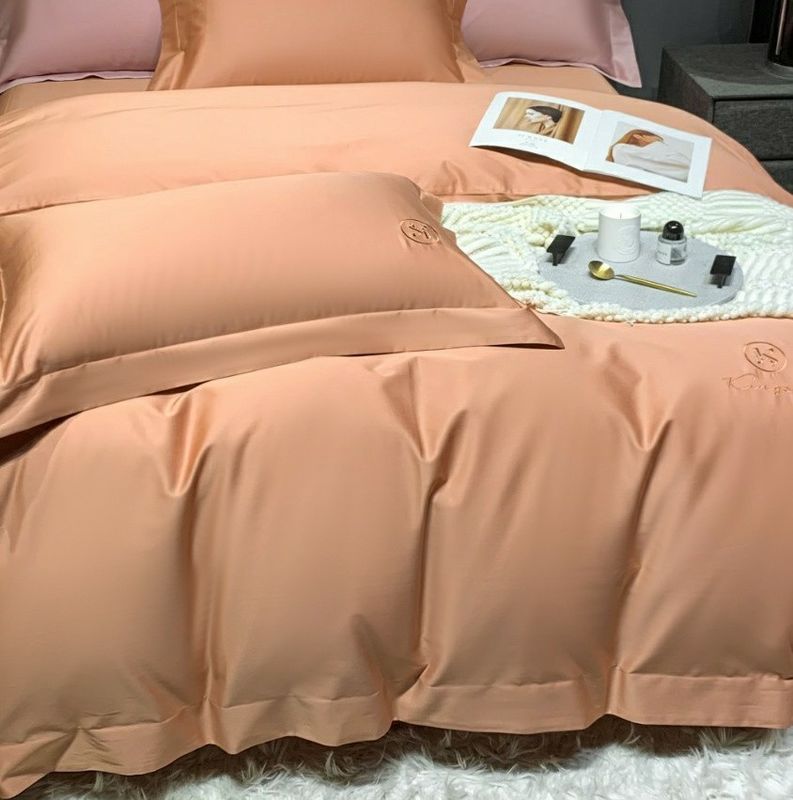 El lecho de bambú orgánico del 100% fija lecho de ropa de cama de la cubierta del edredón fija la naranja llana del tinte