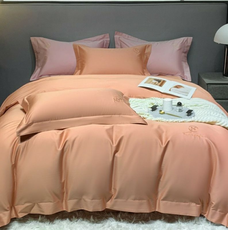 El lecho de bambú orgánico del 100% fija lecho de ropa de cama de la cubierta del edredón fija la naranja llana del tinte
